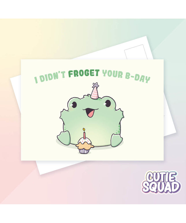 Ansichtkaart I didn't frog-et your birthday - CutieSquad - CuteStuff.nl