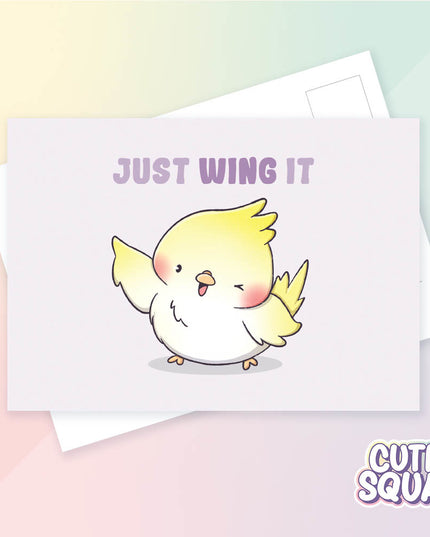 Ansichtkaart Just wing it - CutieSquad - CuteStuff.nl