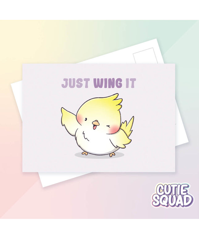 Ansichtkaart Just wing it - CutieSquad - CuteStuff.nl