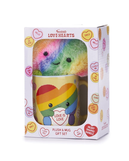 Cadeauset regenboog hart - Love is love - mok en knuffel - CuteStuff.nl