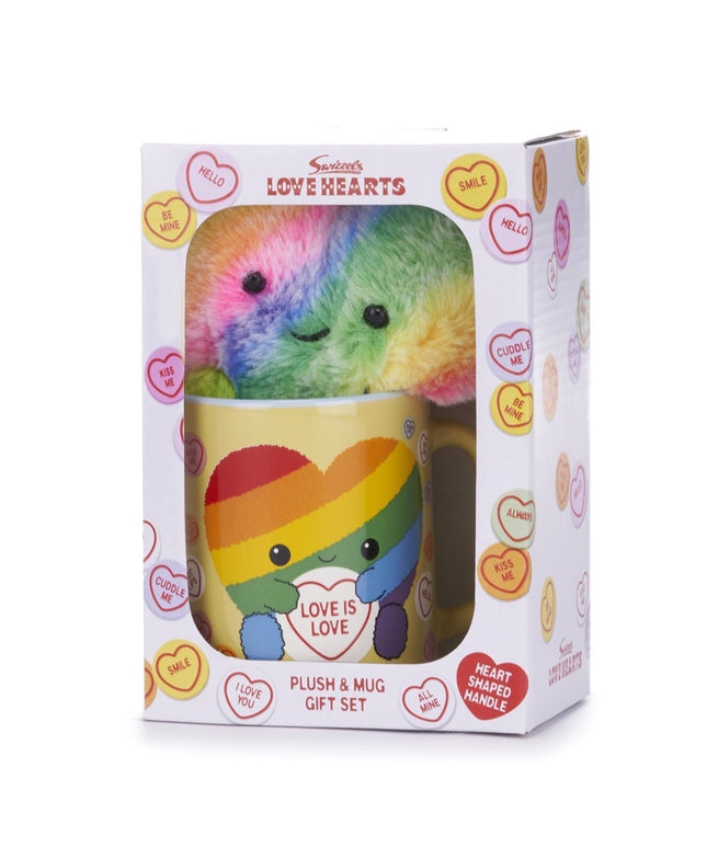 Cadeauset regenboog hart - Love is love - mok en knuffel - CuteStuff.nl