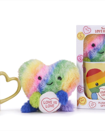 Cadeauset regenboog hart - Love is love - mok en knuffel - CuteStuff.nl