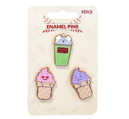Driedelige set pins Kafe - Kenji - CuteStuff.nl