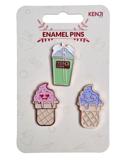 Driedelige set pins Kafe - Kenji - CuteStuff.nl