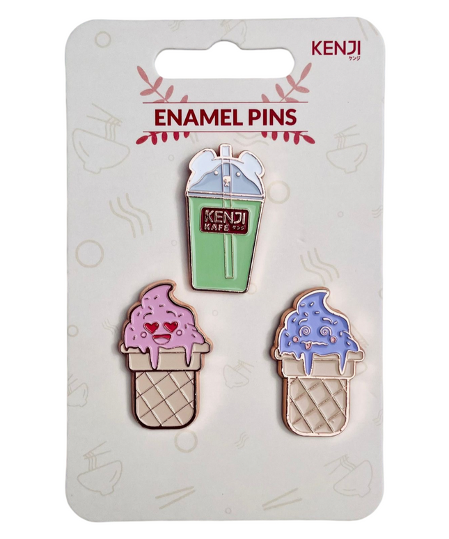 Driedelige set pins Kafe - Kenji - CuteStuff.nl