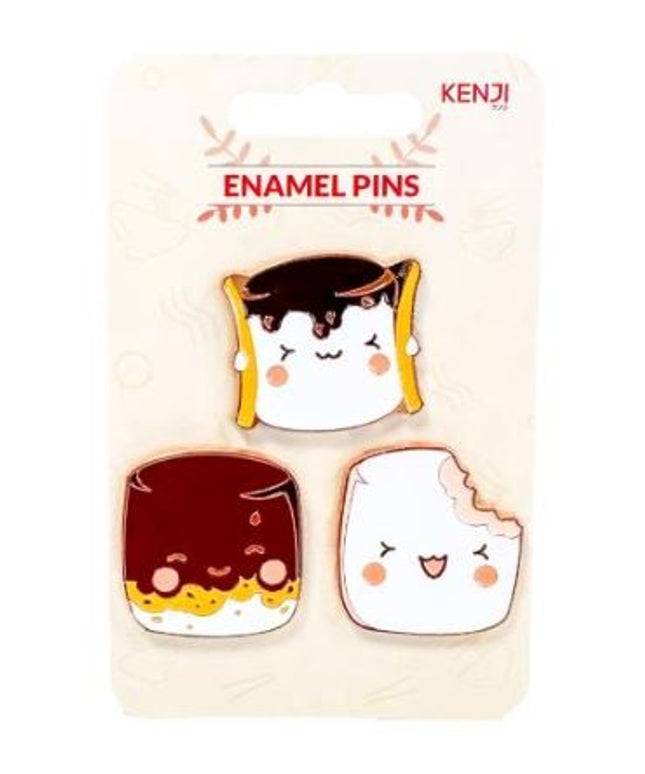 Driedelige set pins Marshmellows - Kenji - CuteStuff.nl
