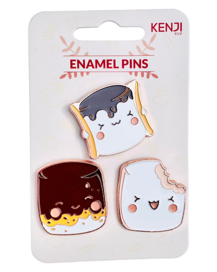 Driedelige set pins Marshmellows - Kenji - CuteStuff.nl