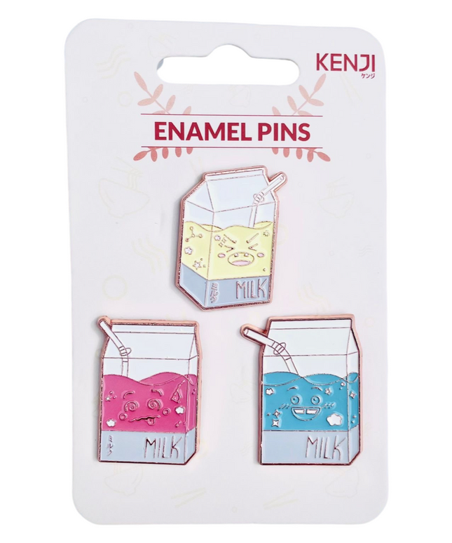 Driedelige set pins Space Milk - Kenji - CuteStuff.nl