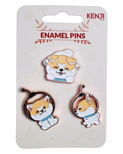 Driedelige set pins Space Shiba - Kenji - CuteStuff.nl