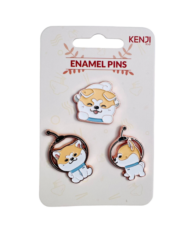 Driedelige set pins Space Shiba - Kenji - CuteStuff.nl