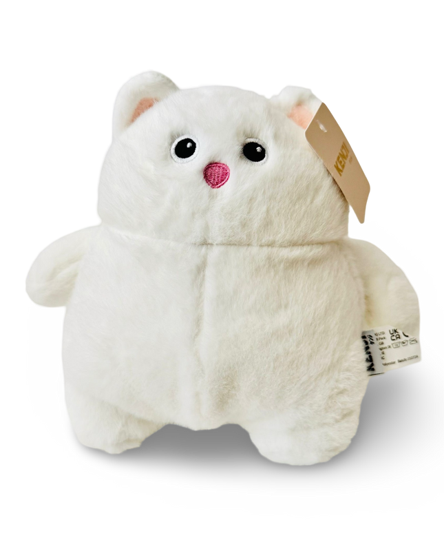 Fluffy Mini White Kitty plushie 22 cm - Kenji - CuteStuff.nl