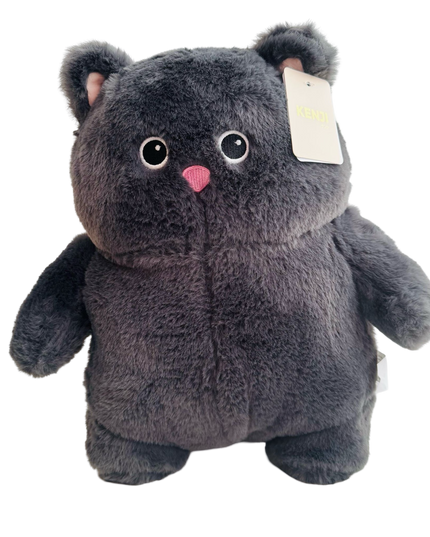 Fluffy zwarte kat knuffel 32 cm - Kenji - CuteStuff.nl