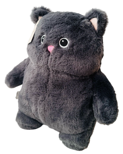 Fluffy zwarte kat knuffel 32 cm - Kenji - CuteStuff.nl