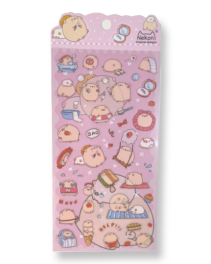 Kawaii Piggies Stickervel - Nekoni - CuteStuff.nl