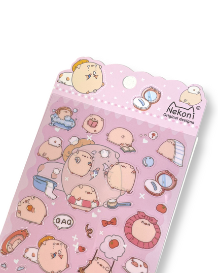 Kawaii Piggies Stickervel - Nekoni - CuteStuff.nl