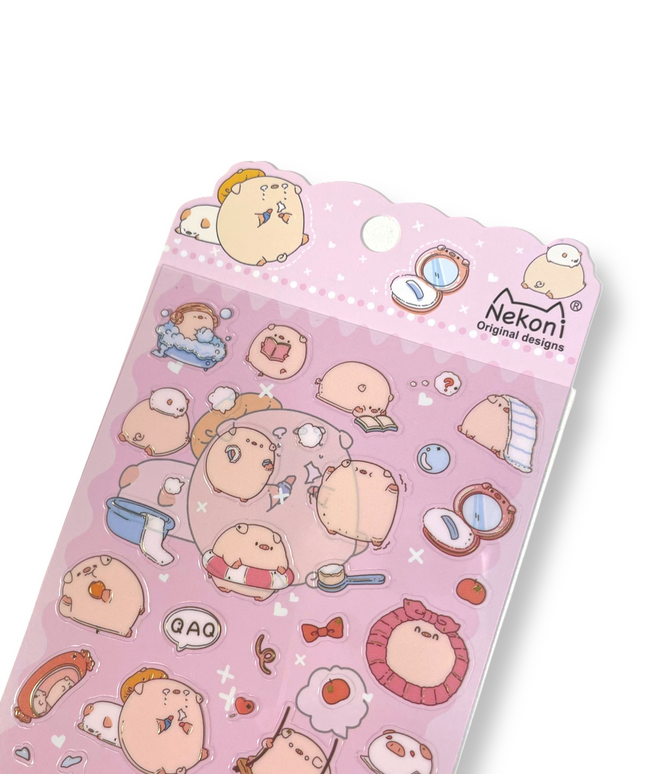 Kawaii Piggies Stickervel - Nekoni - CuteStuff.nl