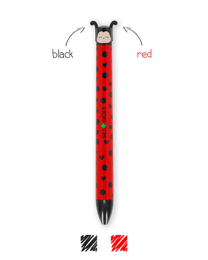 Ladybug Two-Colour Ballpoint Pen Click & Clack - Legami - CuteStuff.nl