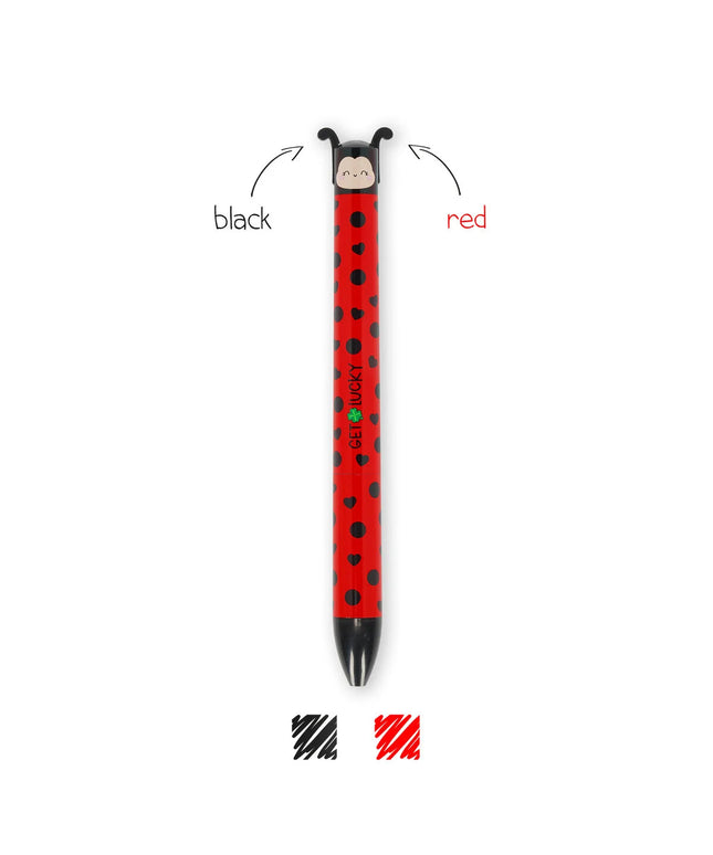Ladybug Two-Colour Ballpoint Pen Click & Clack - Legami - CuteStuff.nl