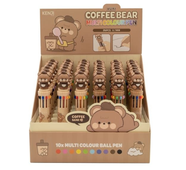 Meerkleuren pen Coffee Bear - Kenji - CuteStuff.nl