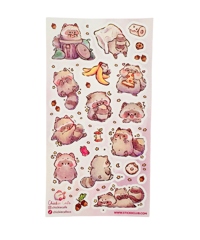 Stickervel Midnight Snack Raccoons - Stickii