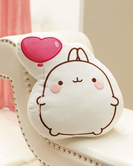 Molang kussen met hartjesballon - 35 cm - CuteStuff.nl
