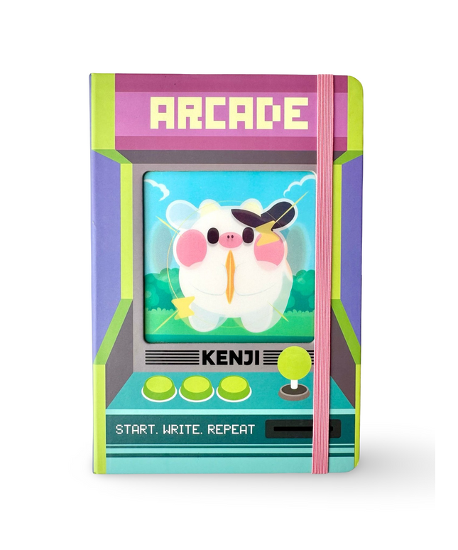 Notebook Hardcover A5 Retro Cow Angus - Kenji - CuteStuff.nl