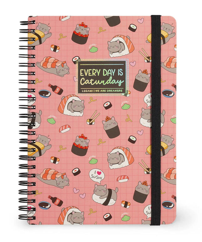 Notebook Hardcover Ring A5 Sushi Cats - Legami - CuteStuff.nl