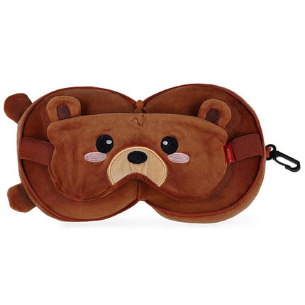 Reiskussen met slaapmasker - Teddy beer - CuteStuff.nl