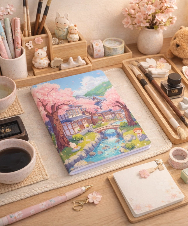 Schrift A5 Kawaii Japanse tuin - CuteStuff.nl
