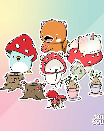 Stickerset Mushroom Forest - CutieSquad - CuteStuff.nl