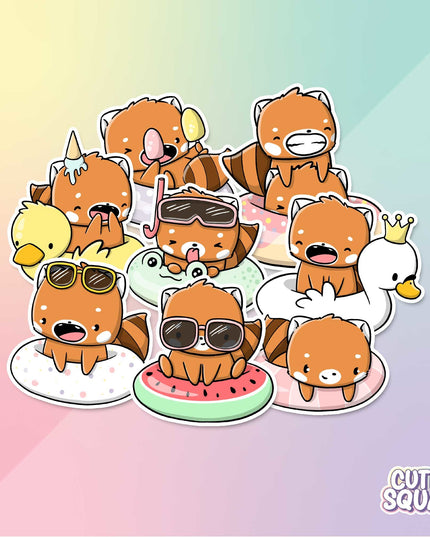 Stickerset Poolfloat Red Pandas - CutieSquad - CuteStuff.nl