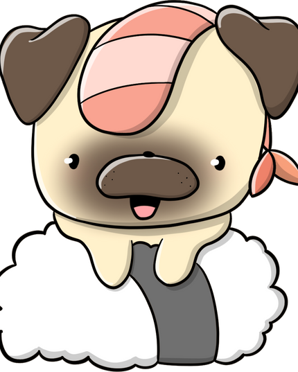 Stickerset Pugs with food - CutieSquad - CuteStuff.nl