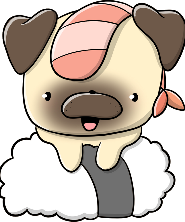 Stickerset Pugs with food - CutieSquad - CuteStuff.nl