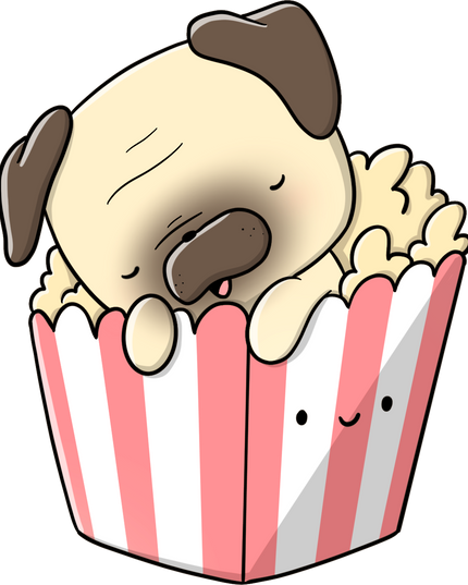 Stickerset Pugs with food - CutieSquad - CuteStuff.nl