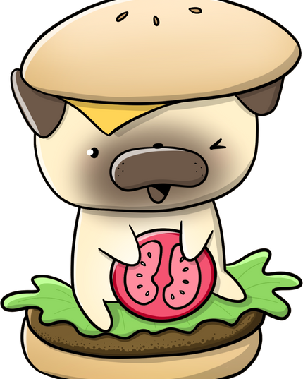 Stickerset Pugs with food - CutieSquad - CuteStuff.nl