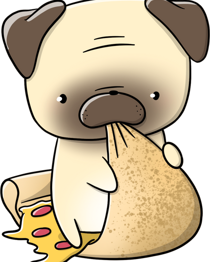 Stickerset Pugs with food - CutieSquad - CuteStuff.nl