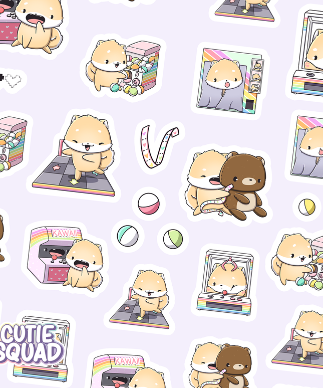 Stickervel Arcade Shibas - CutieSquad - CuteStuff.nl