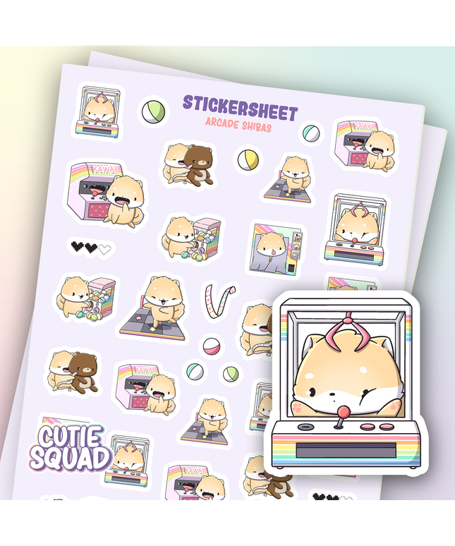 Stickervel Arcade Shibas - CutieSquad - CuteStuff.nl