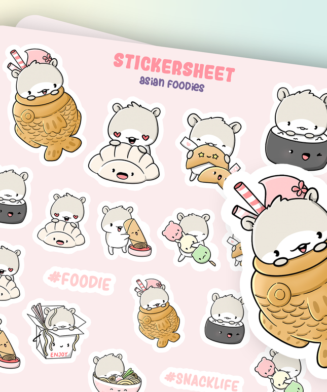 Stickervel Asian Foodies - CutieSquad - CuteStuff.nl