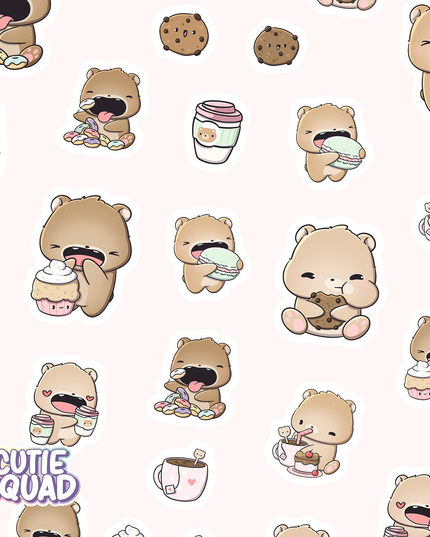 Stickervel Bear Cafe - CutieSquad - CuteStuff.nl