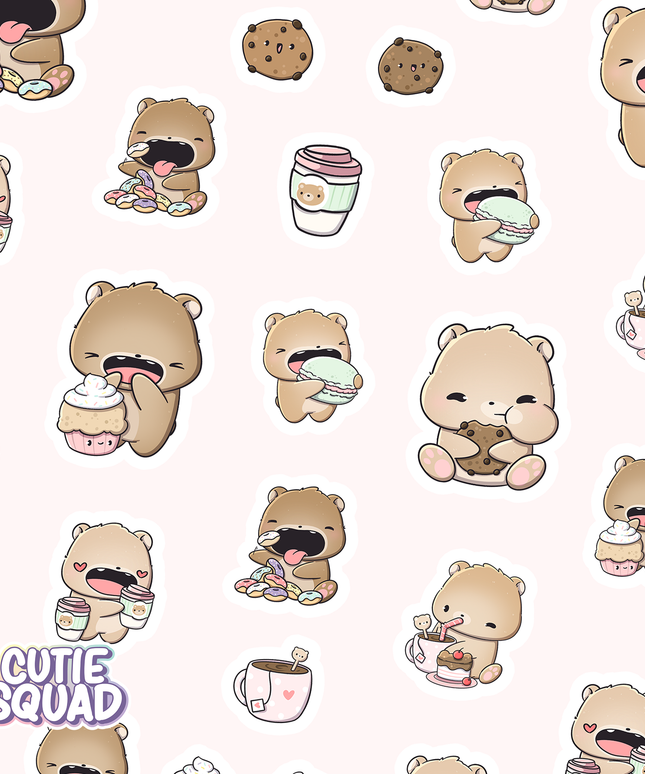 Stickervel Bear Cafe - CutieSquad - CuteStuff.nl