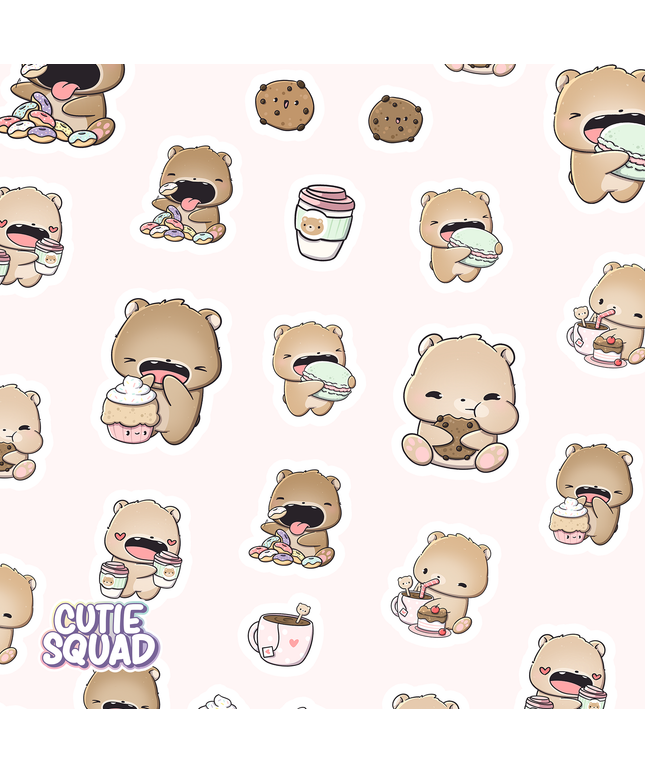 Stickervel Bear Cafe - CutieSquad - CuteStuff.nl