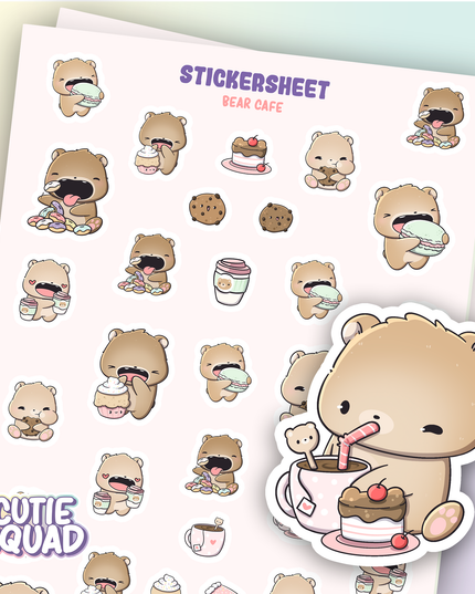 Stickervel Bear Cafe - CutieSquad - CuteStuff.nl