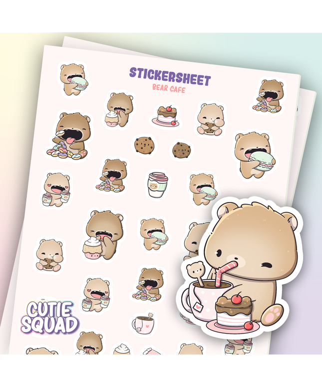 Stickervel Bear Cafe - CutieSquad - CuteStuff.nl