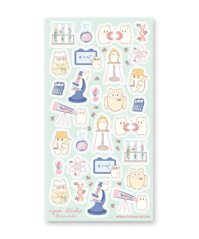 Stickervel Beary Cute Science - Stickii - CuteStuff.nl