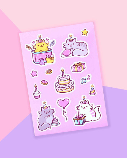 Stickervel Birthday Cats - We are extinct - CuteStuff.nl