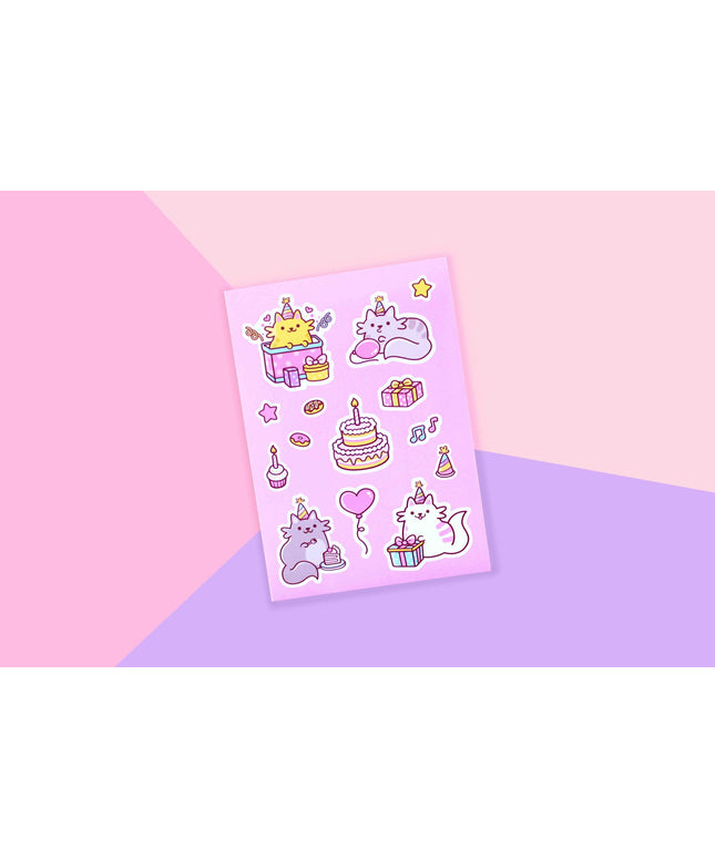 Stickervel Birthday Cats - We are extinct - CuteStuff.nl