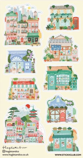 Stickervel Charming City Shops - Stickii - CuteStuff.nl