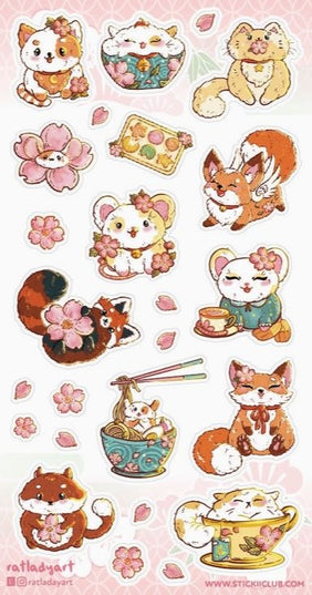 Stickervel Cherry Blossom Cuties - Stickii - CuteStuff.nl