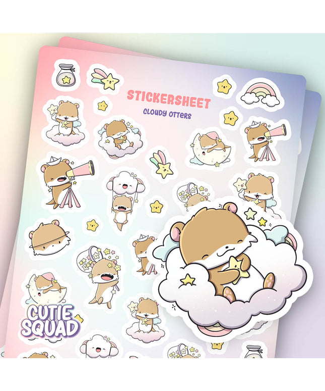 Stickervel Cloudy Otters - CutieSquad - CuteStuff.nl